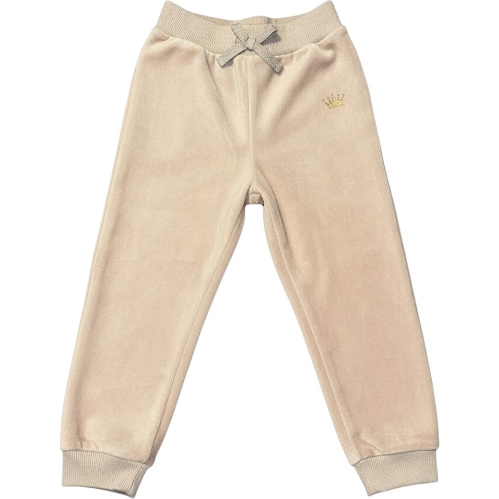 Juicy Couture‎ Kids 3T Velour Joggers Beige Tan Crown Logo Sweatpants